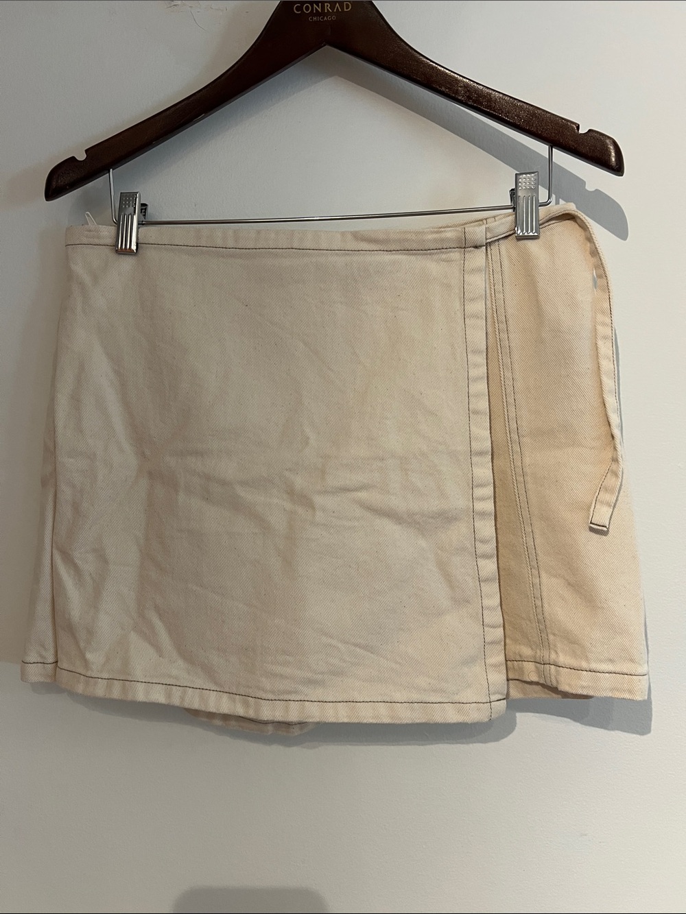 twik Cream Wrap Mini Skirt